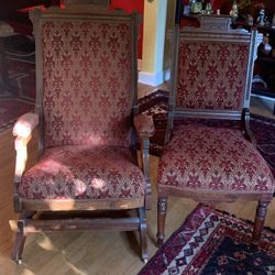 Eastlake Rocking Chair And Chair Duo