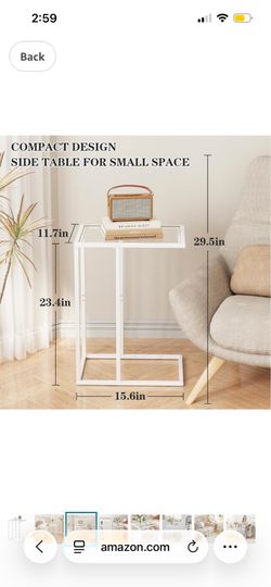 WHITE C SHAPED TABLE FOR SOFA TRAY (LIKE NEW) $45