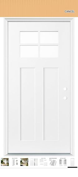 Fiberglass Front Door 36 x 80 in, White, Right Hand Inswing