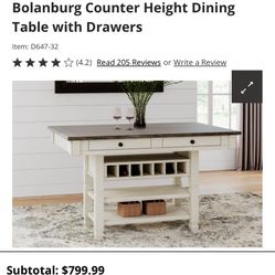 Bolanburg Counter Height Dining Table with Drawers