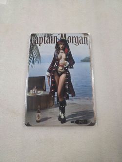 Captain Morgan Rum pirate pinup Girl Metal Sign