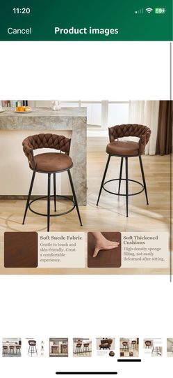 28 '' 360° Swivel Barstools Counter Bar Stools Set of 2. Dark Brown