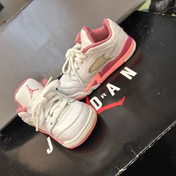Size 6C Pink And White Jordan 5 Low