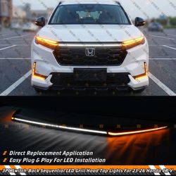 For 23-26 Honda CR-V Front Grill Hood Top Switch-Back Sequential DRL LED Lights