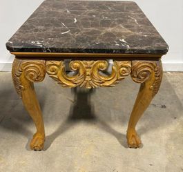 Ornate Italian Carved Marble Top Side Tables 