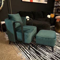 Brand New Emerald Green Chair And Ottoman 
