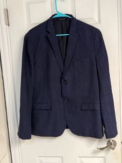 H&M Slim-Fit Linen Blazer Men's Blue Size 44R