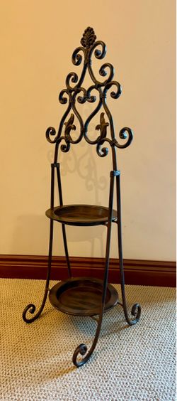 Two-Tier Decorative Metal Stand - Plants, Candles, Display Items