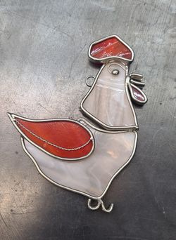 Beautiful Vintage Stained Glass Rooster Suncatcher