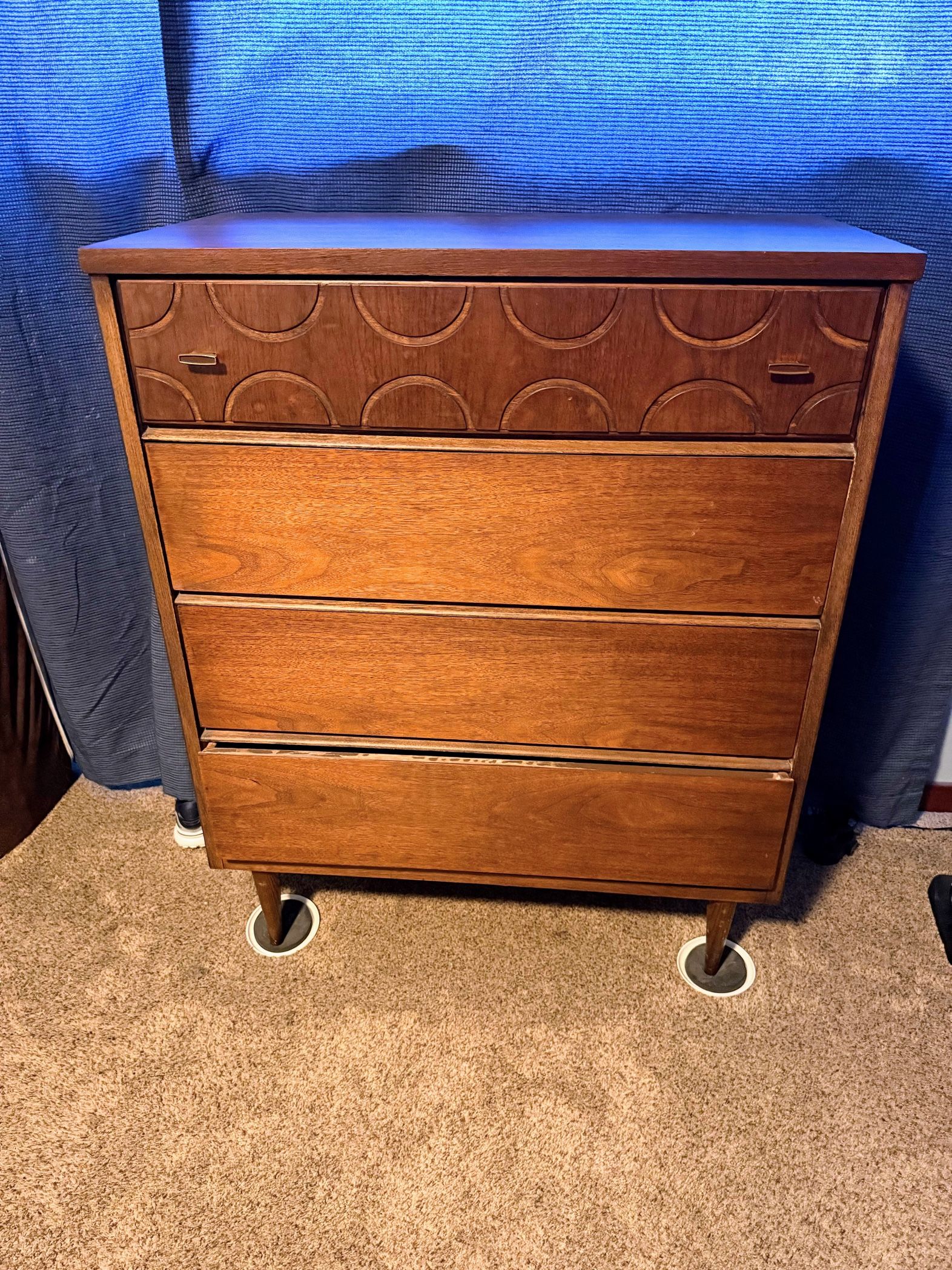 Bassett Mid Century Modern Tall Boy Dresser