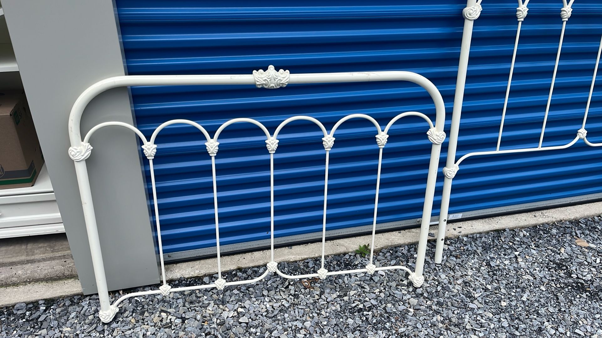 Antique Cream Color Wrought Iron Bed Frame