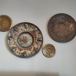 Vintage Middle Eastern Brass Wall Plates Set - $80