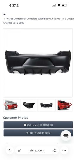 Dodge Charger Unpainted Rear Bumper Vicrez 2015-23