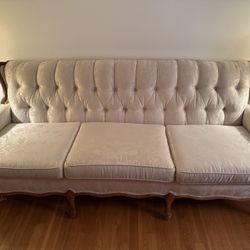 White Queen Anne Style 3 Seat Sofa