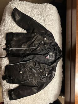 Vintage Thunderbird Genuine Leather Motorcycle Jacket Youth Size 8 Black Biker Coat