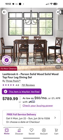 Lashbrook 6 - Person Solid Wood Solid Wood Top Four Leg Dining Set