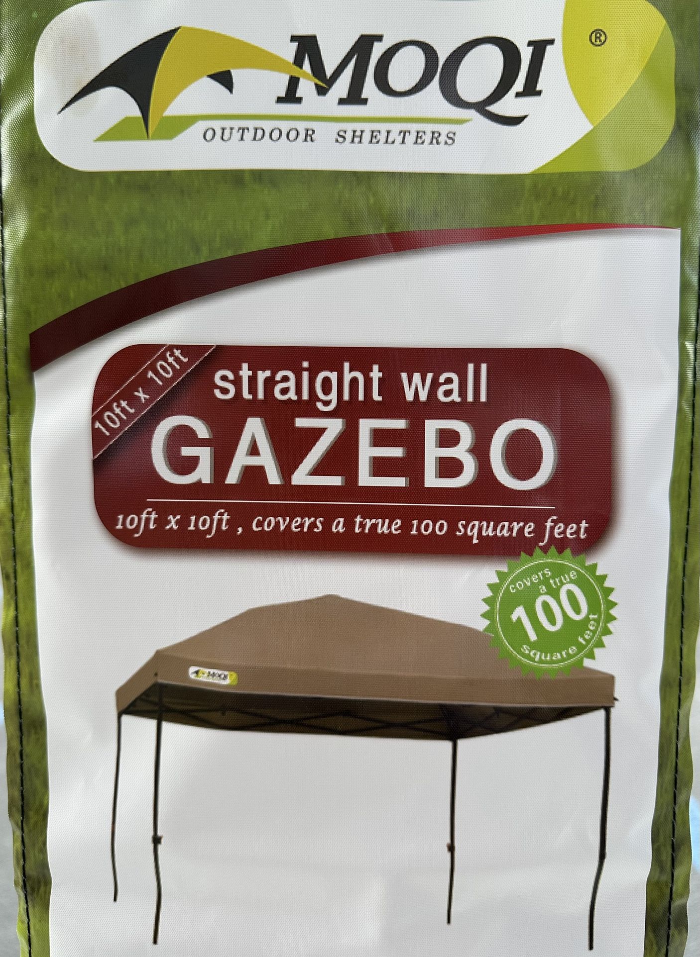 MoQi Basics Outdoor Pop Up 10 x 10 Canopy Tent for Events, Portable with Easy Setup, One-Push, Includes Wheeled Carry Bag