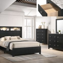4- Pc Bedroom set Dresser,Mirror  Nightstand (1) Queen size bed frame  Not including Mattress and Box Sp