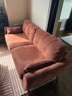 Dusty Rose Fabric 3-Seat Sofa