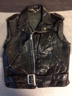 Black Leather Motorcycle Vest