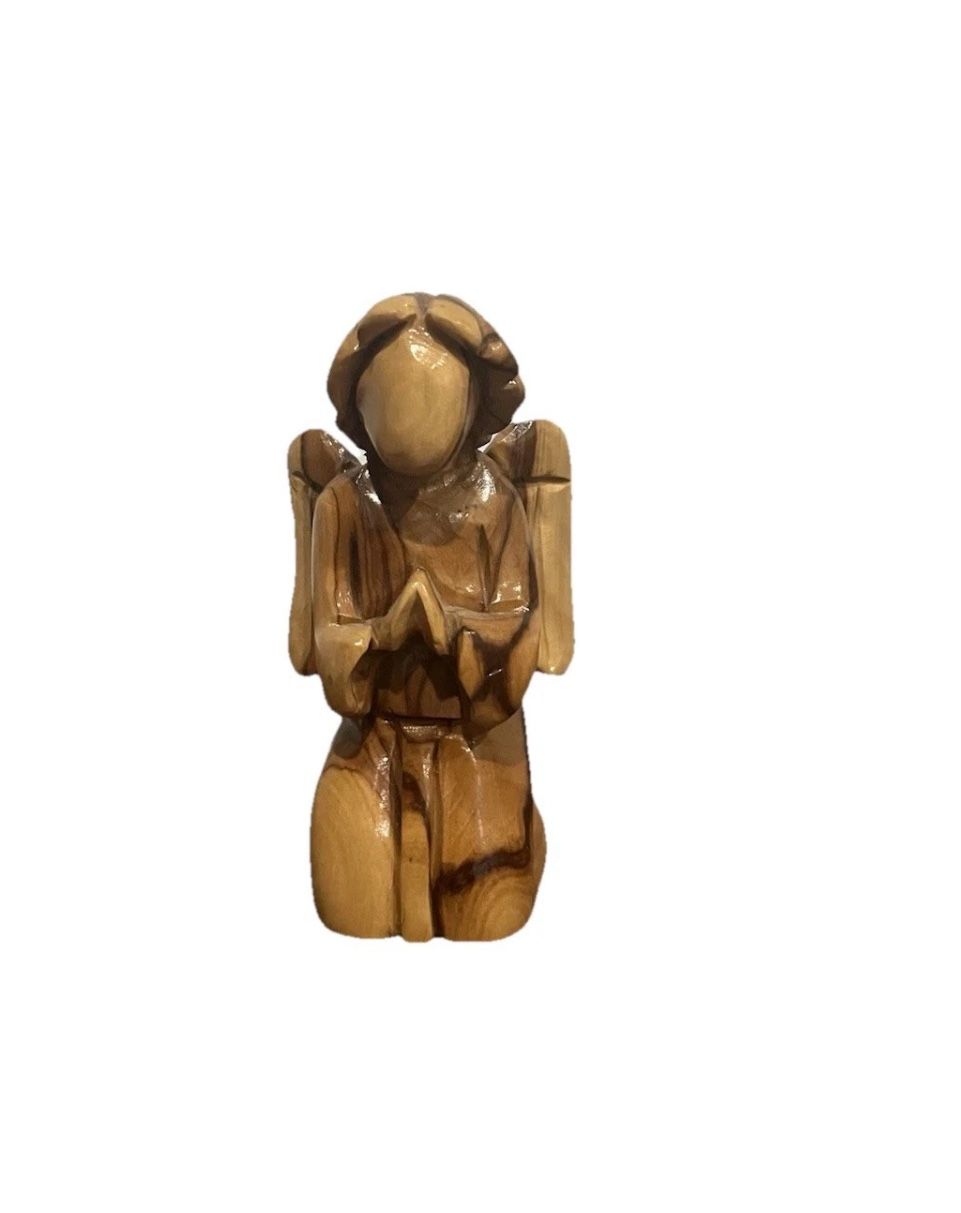 Handmade Kneeling Praying Angel Olive Wood Figurine Figure Vintage Bethlehem