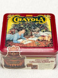 Vintage 1992 Crayola Collectible Crayons & Ornament  Holiday Tin SEALED
