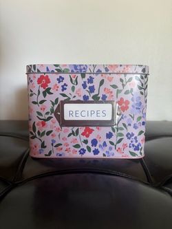 Floral Metal Recipe Card Box