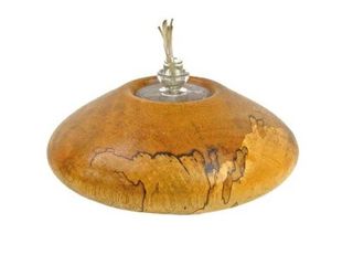 NEW Burlwood Oil Lamp Handmade Handcarved Wood Carved Collectible