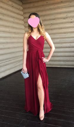 Ceremony by Joanna August Halter Wrap Bridesmaid Dress – XS – Burgundy/Wine