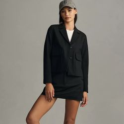 NWT Maeve By Anthropologie Shrunken Swing Ponte Black Jacket Size 2