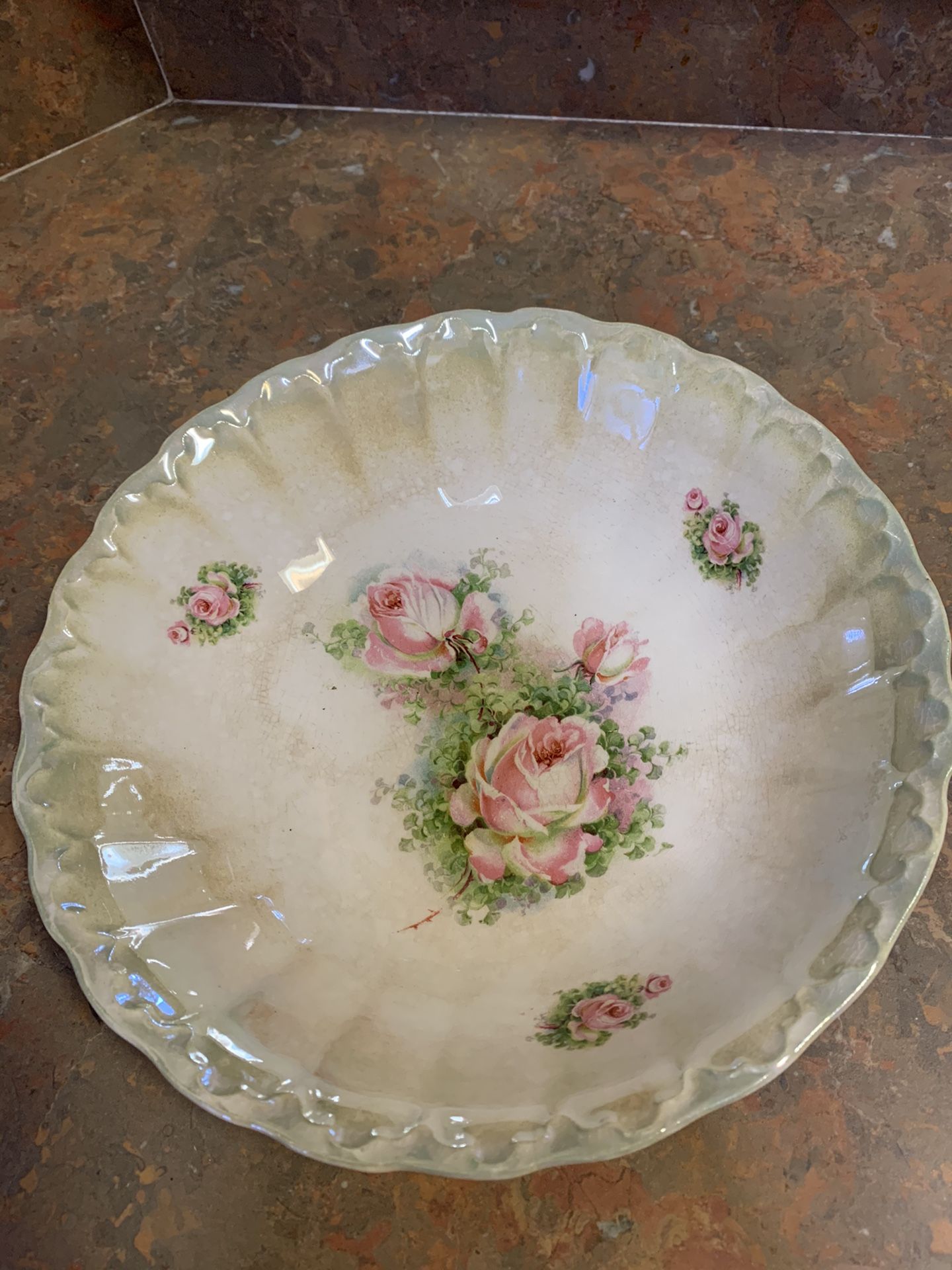 Vintage Iridescent Rose Bowl