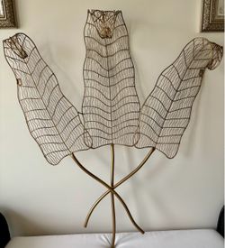 40” Coastal Gold Metal Palm Leaf Wall Art Decor