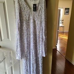 Wedding Dress / Evening Gown XL SILVER With Sparkles 