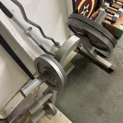 Weightlifting Plates And Rack