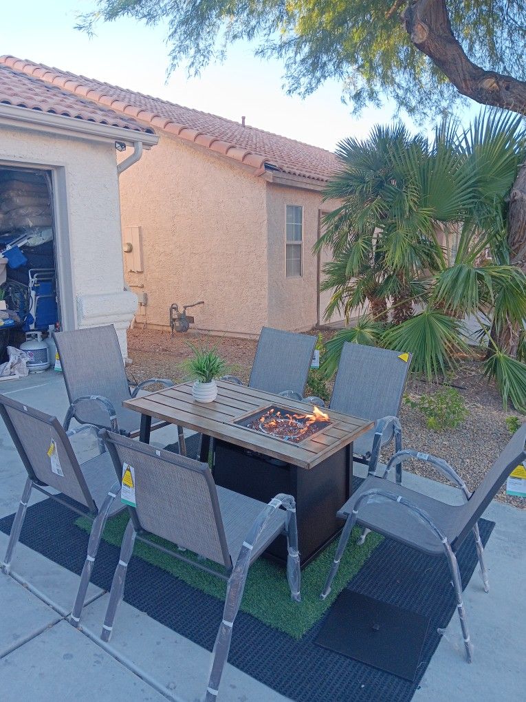 Patio Set All New Fire Pit And 6 Chairs