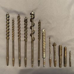 Vintage Twist Auger & Various Drill Bits 