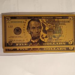 (1) Five Dollar Bill (24k Gold Foil)