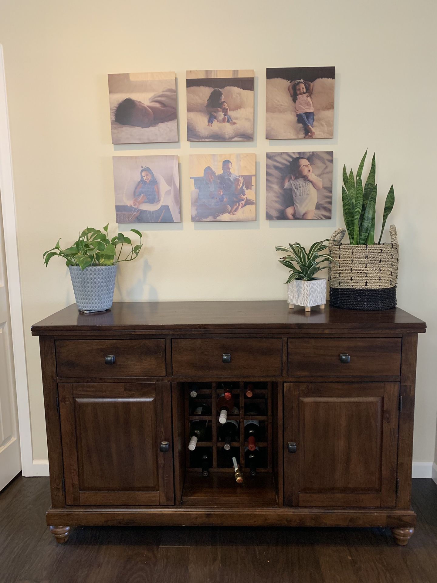 Solid wood buffet and wine rack
