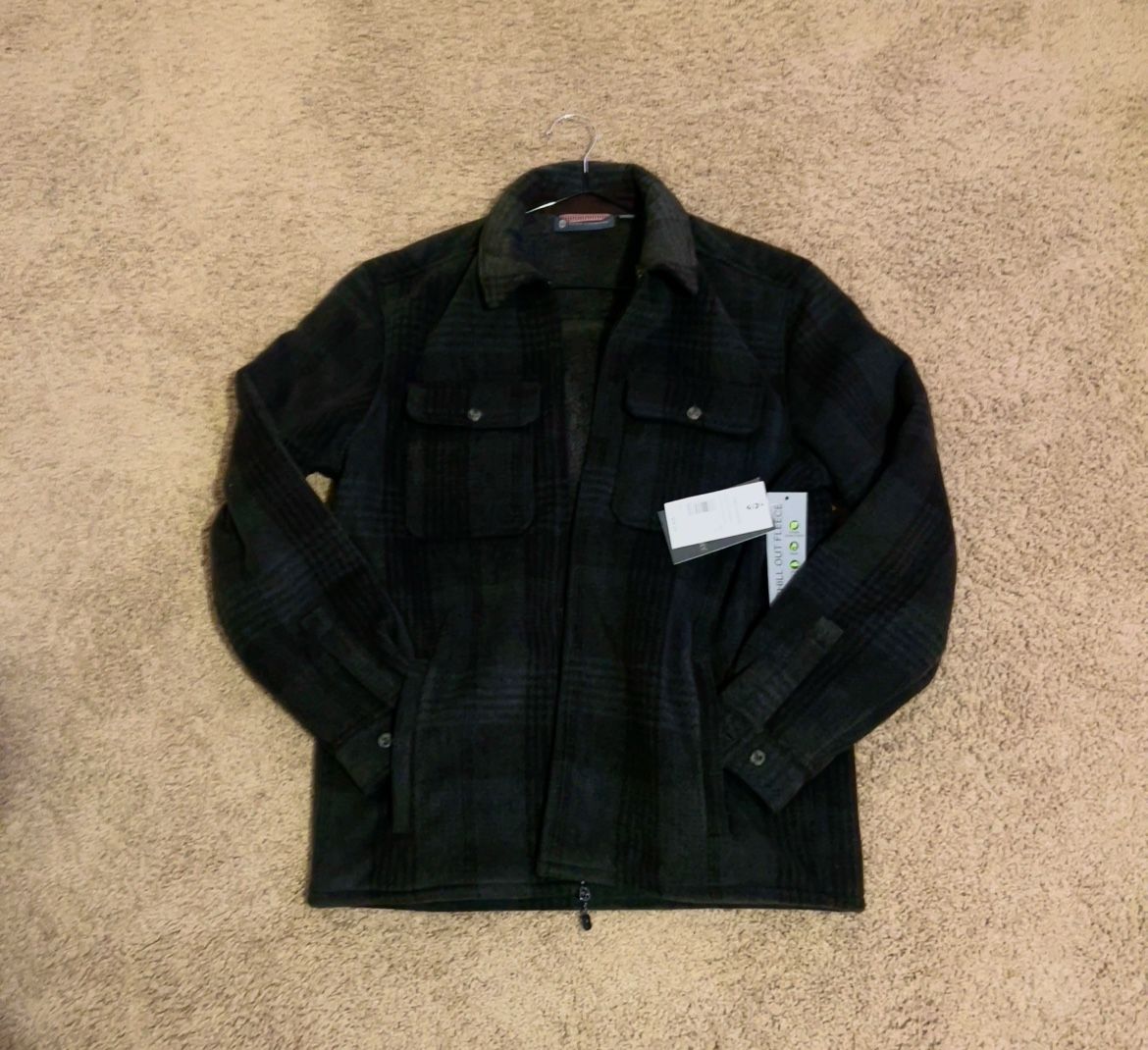 Men’s Warm Dark Green Zipper Jacket