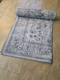 Washable Rug, Gray Floral 6x9