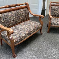 Antique Victorian Loveseat & Armchair Set – Beautifully Restored