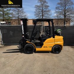 2020 Hyundai 30L-7A LP 3-Stage 6,000 lbs. Pneumatic 4 Way Forklift Double Pallet