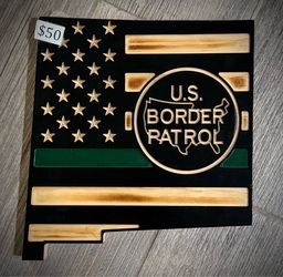 New Mexico Shaped Plaque with U.S. Border Patrol and Green Line