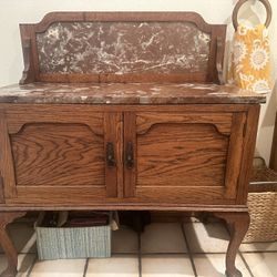 Antique Oak Marble Top Bathroom Vanity