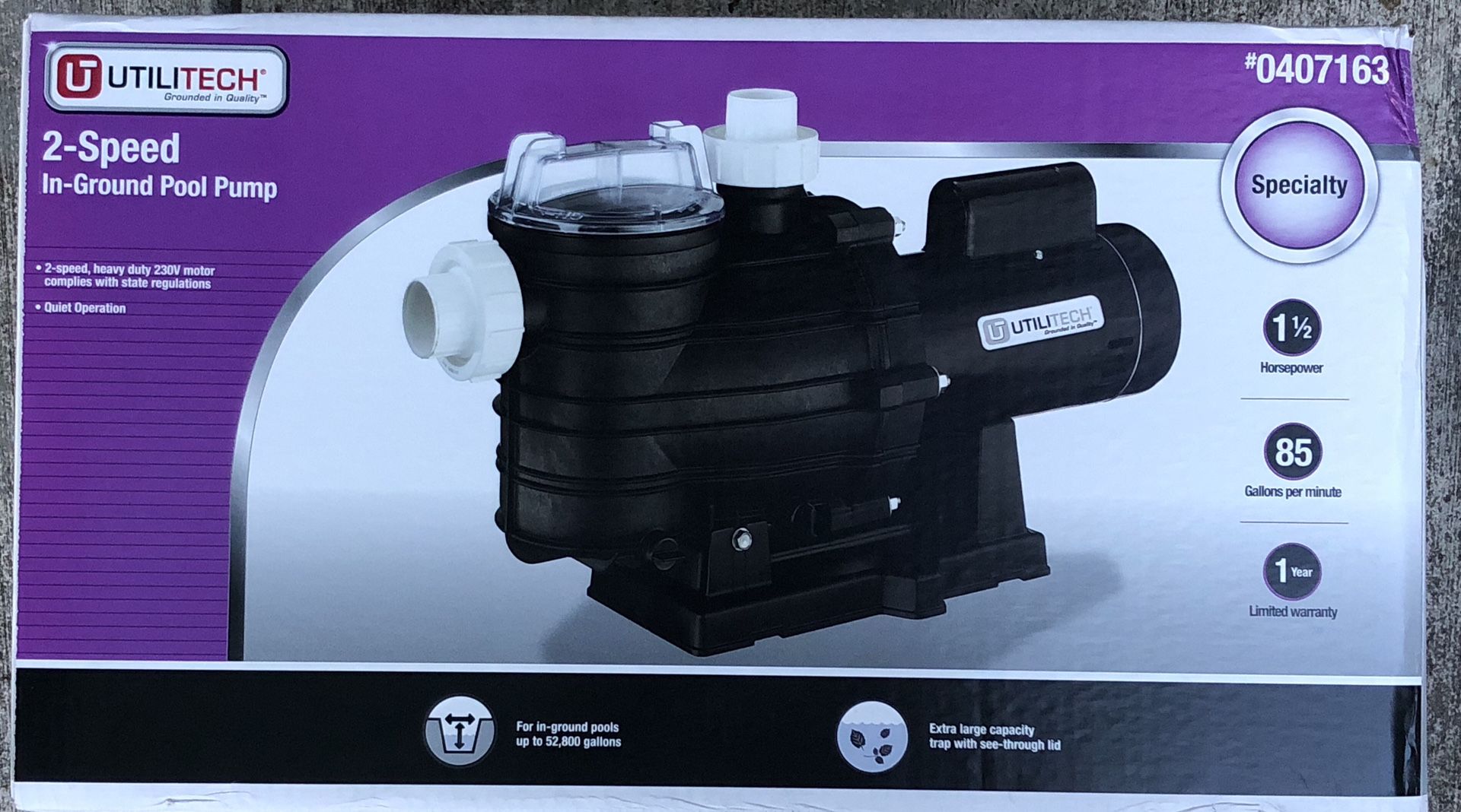 Utilitech 1.5-HP Thermoplastic Pool Pump - Model # UT2150IGPP