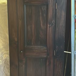 Walnut Color Wood Armoire Cabinet 