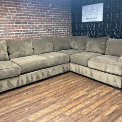 Delivery Available Brown L shape sectional sofa couch