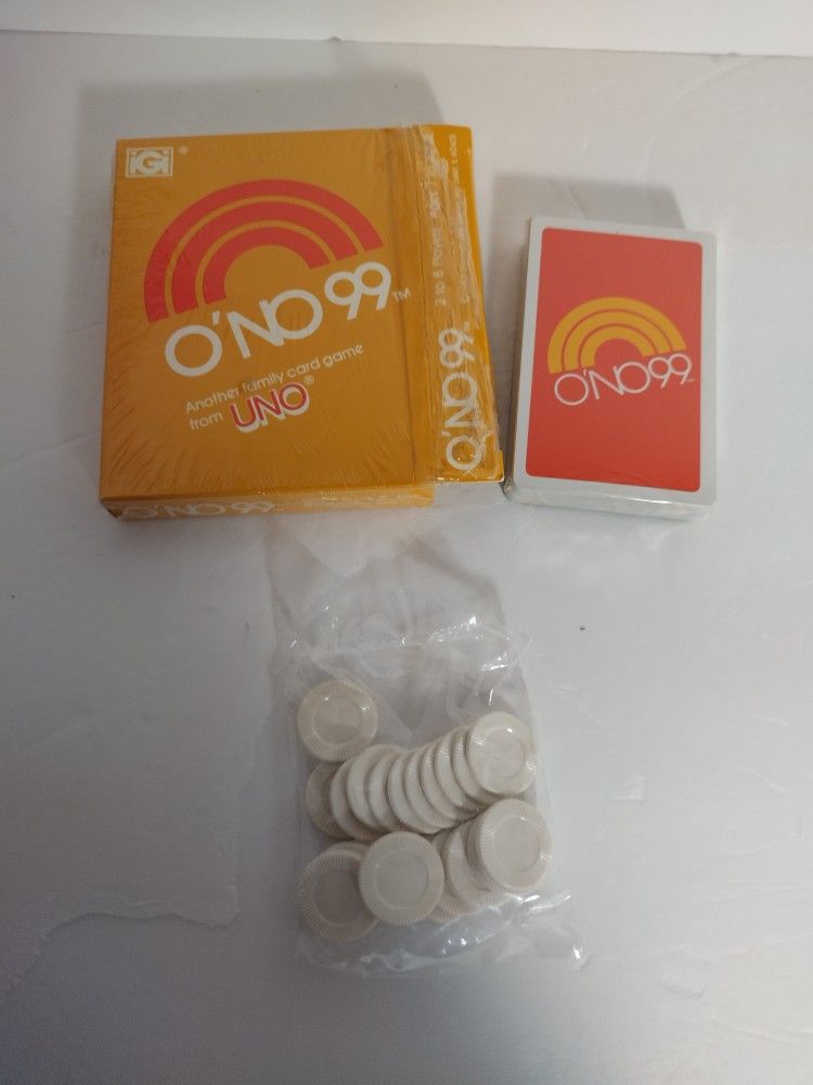 Vintage 1980 O'NO 99 Card Game - By Makers of UNO Complete w/Instructions Chips