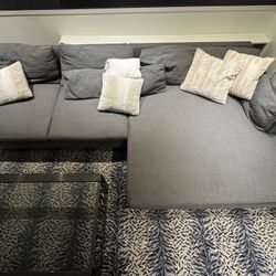West Elm Sectional - Gray (Right Chaise)