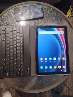 Tablet with protective case and Bluetooth keyboard